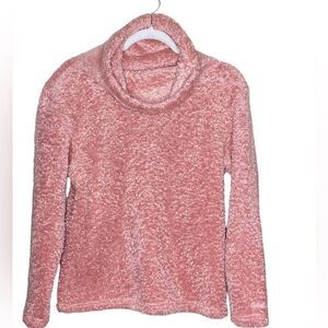 Cabela’s Wm’s Sz Med Rose Pink Polartec Sherpa Pullover Cowl Neck Sweater